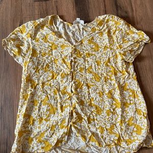 Yellow floral button up